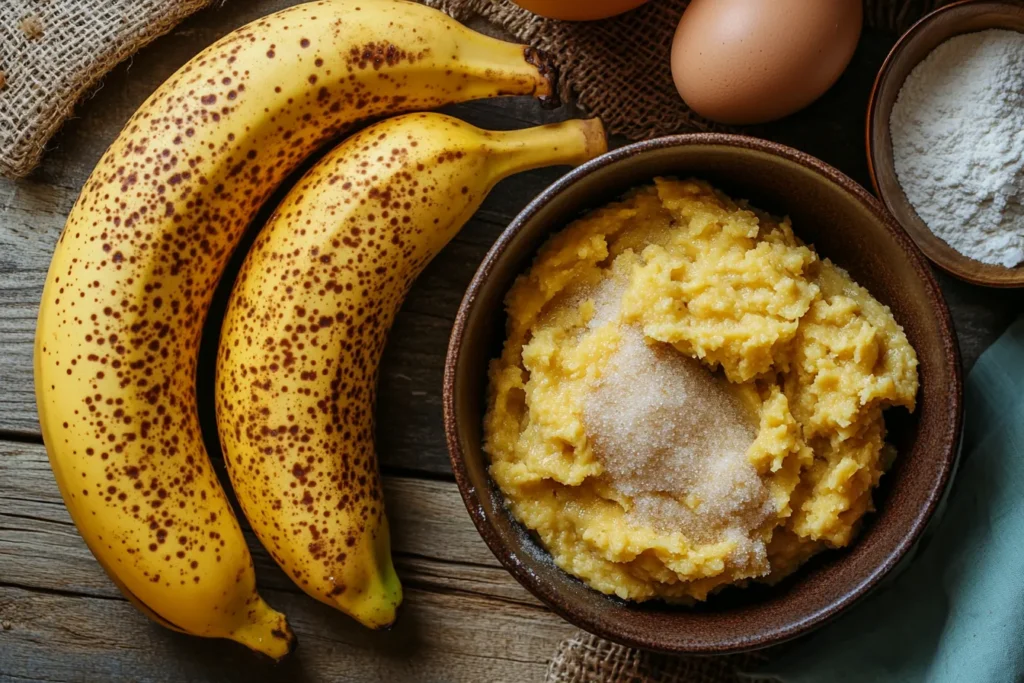 Key ingredients for 4 ingredient banana bread