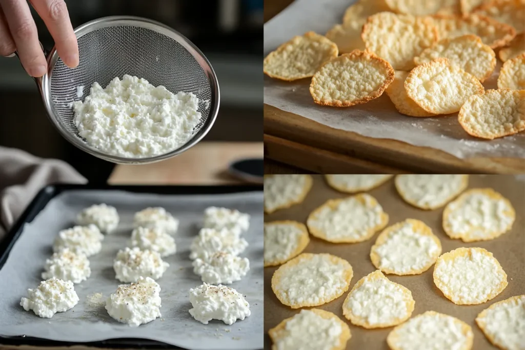 Step-by-step process for cottage cheese chips