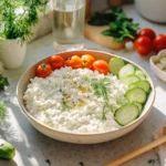 What can be mixed with cottage cheese – cucumbers, tomatoes, and dill