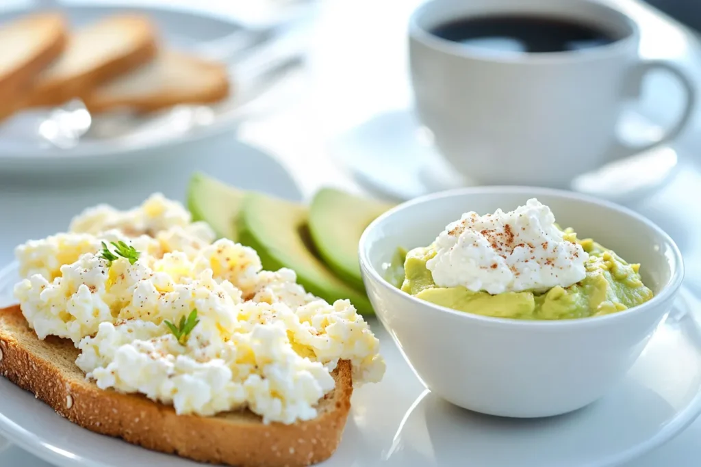 What can be mixed with cottage cheese – eggs, avocado, and toast