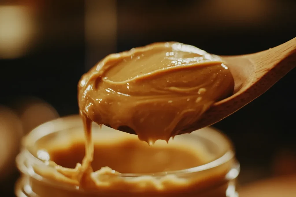 Spoonful of creamy peanut butter