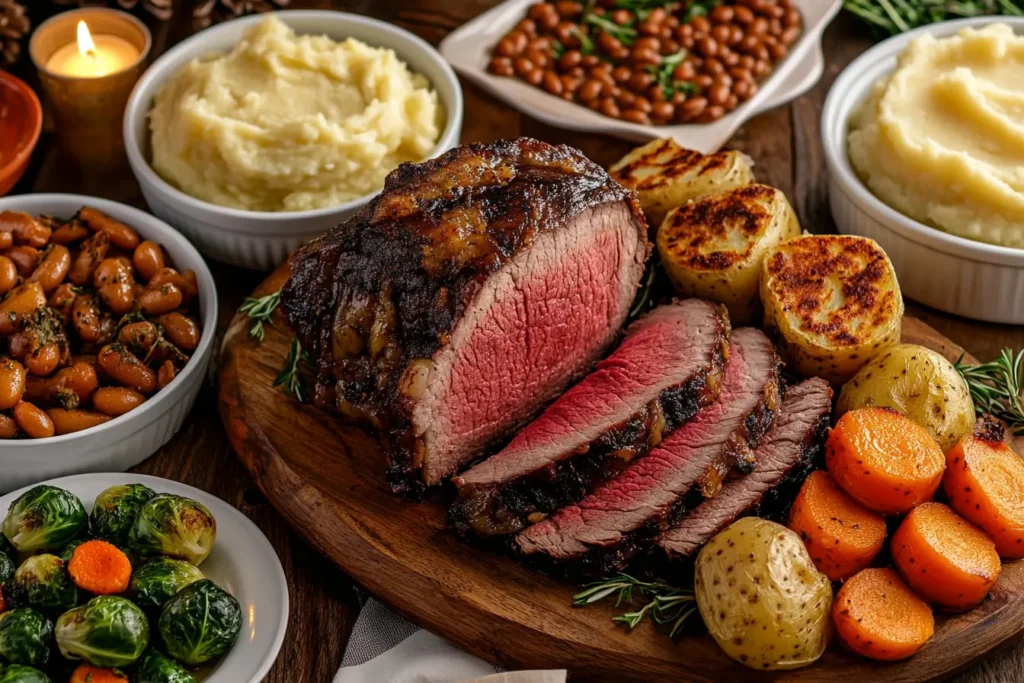 Perfectly cooked ribeye roast recipe served with classic side dishes.