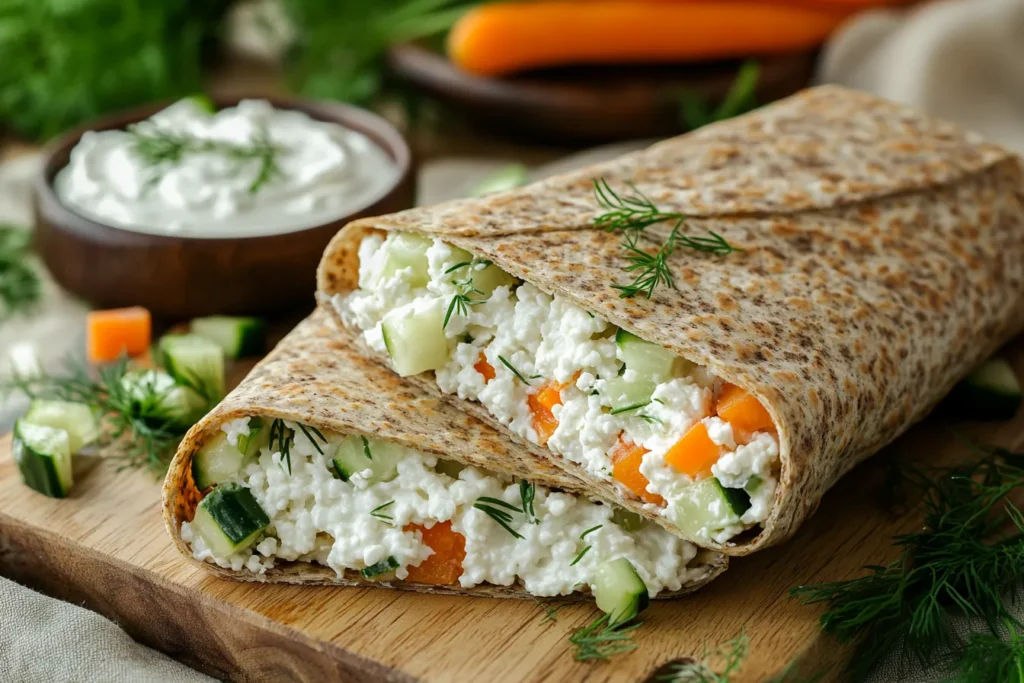 What can be mixed with cottage cheese – wrap with vegetables and dill