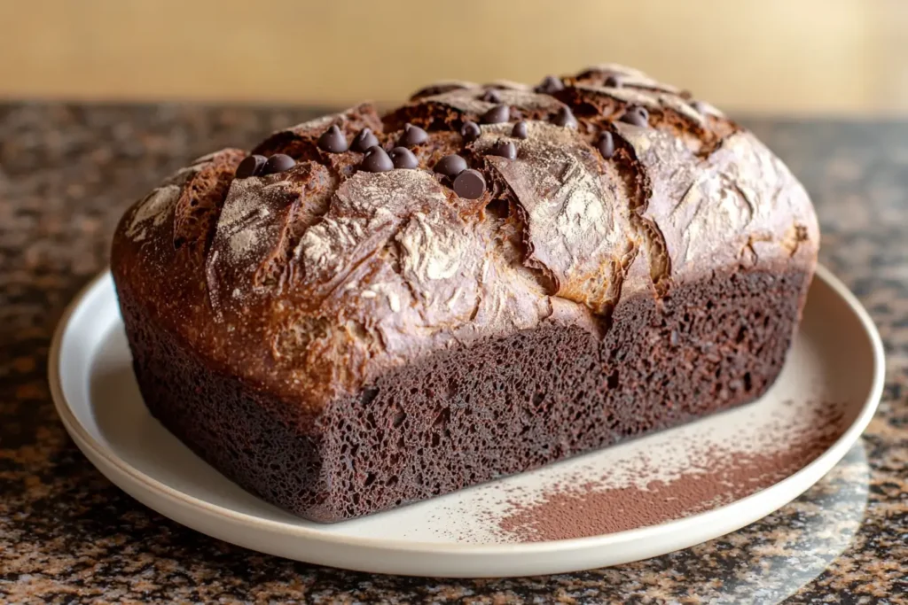 Freshly baked chocolate sourdough bread