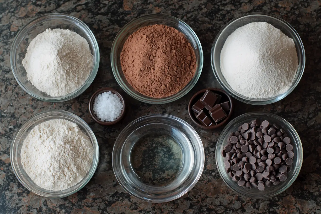 Ingredients for chocolate sourdough bread