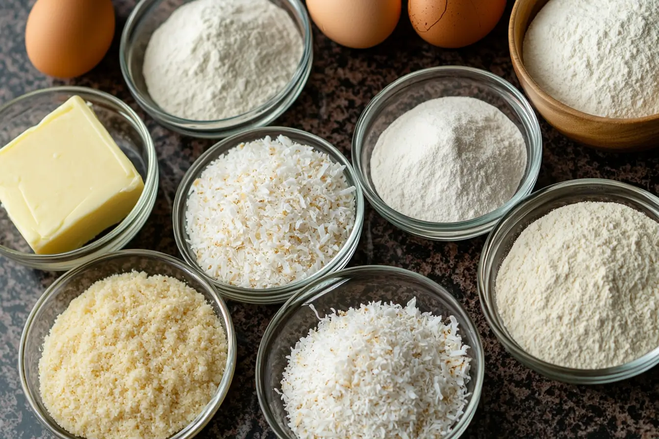 Ingredients for a coconut cookies recipe